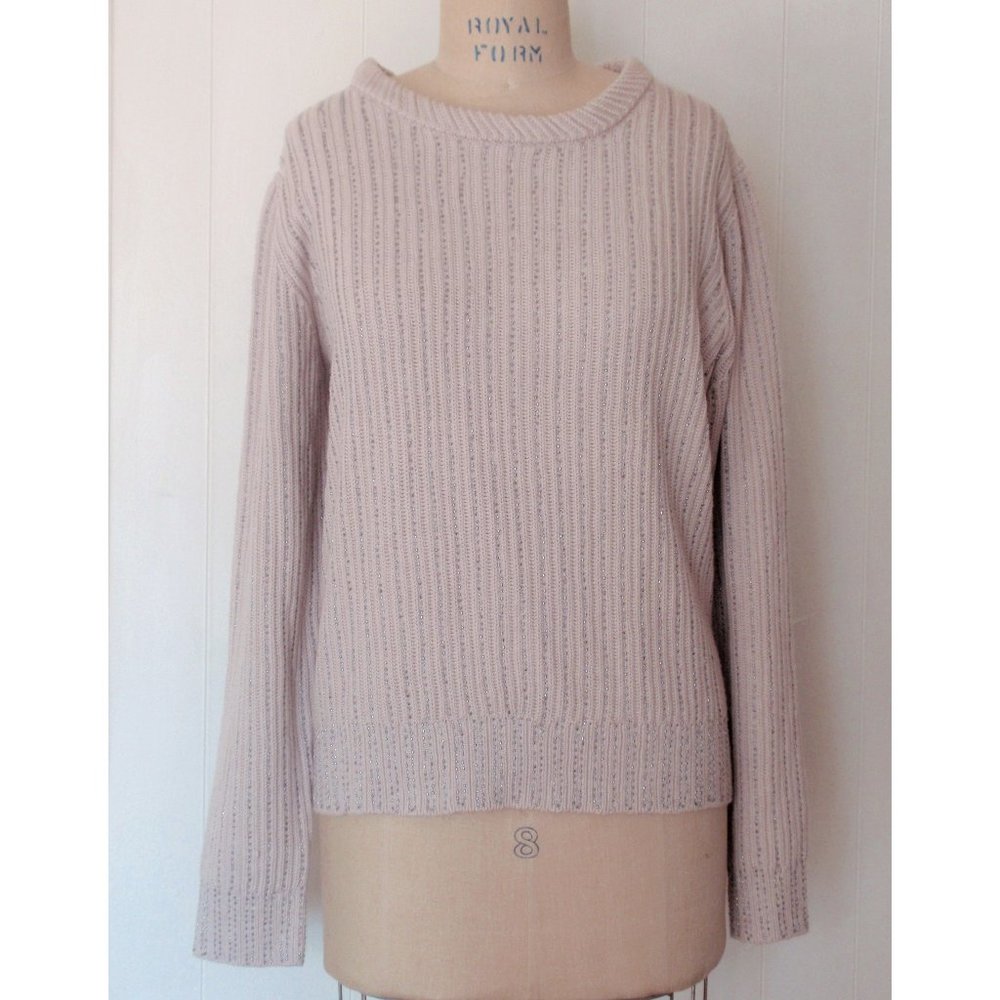 BANANA REPUBLIC GRAY HEMATITE BEADED RIBBED KNIT PULLOVER SWEATER XL NWT